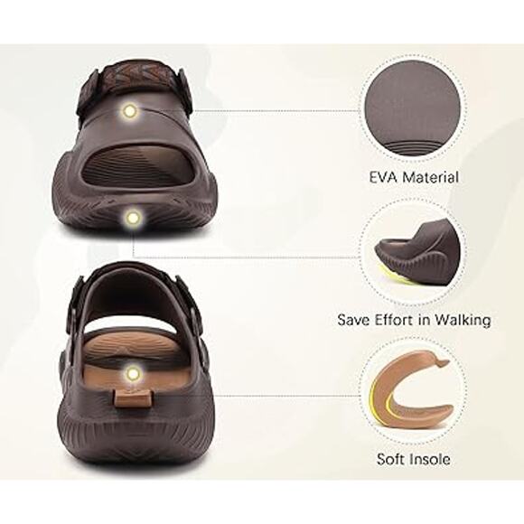 Coface Mens 7 Brown Slide On Orthopedic Clog Sandle Mule Plantar Fasciitis Shoes - Picture 5 of 10